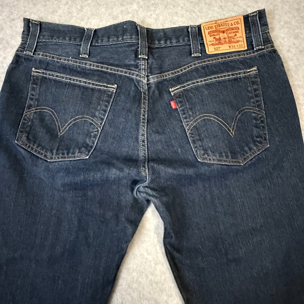 Levis 527 Mens Low Boot Cut Jeans Dark Wash Denim W38‎ L30 - Picture 14 of 16
